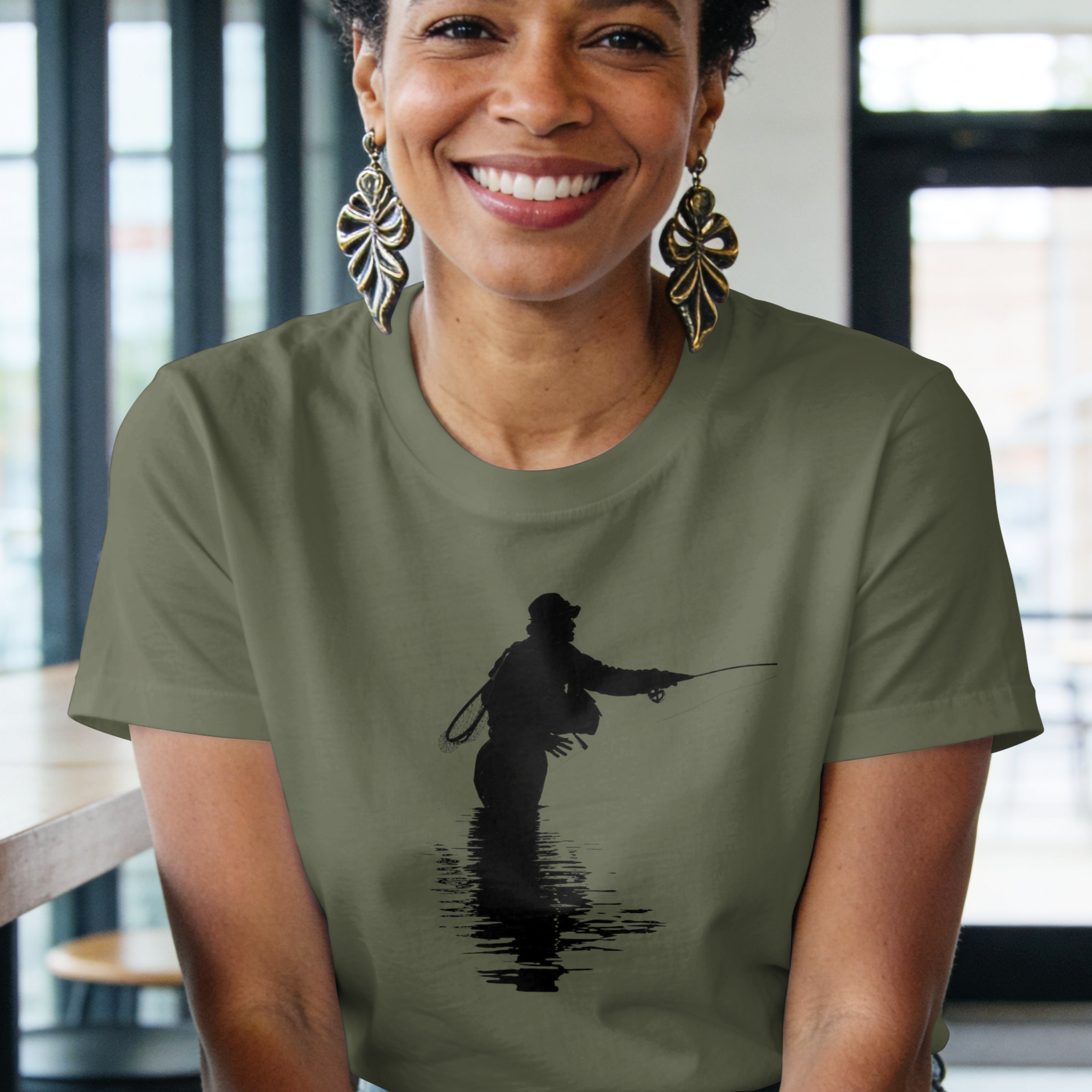 Fly Fishing T‑Shirt — Silhouette Angler Graphic Tee