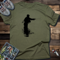 Fly Fishing T‑Shirt — Silhouette Angler Graphic Tee