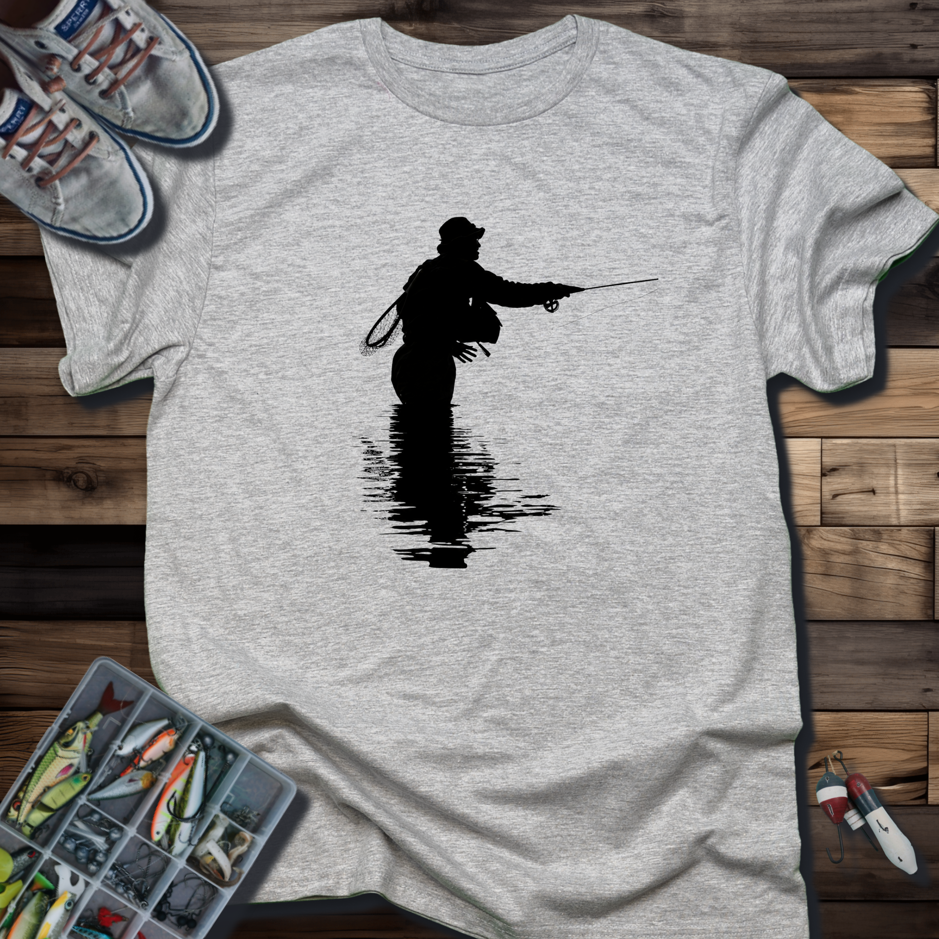 Fly Fishing T‑Shirt — Silhouette Angler Graphic Tee