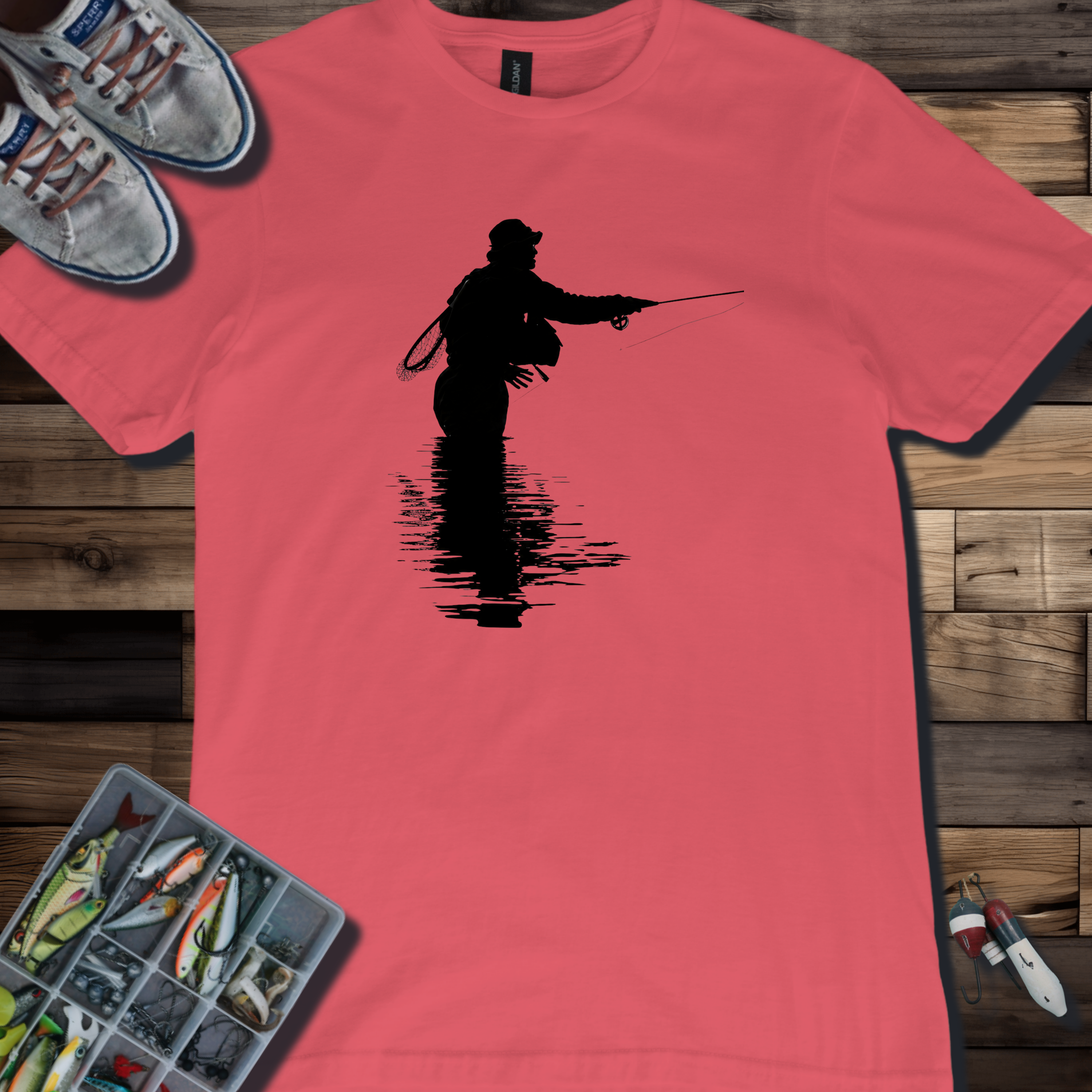 Fly Fishing T‑Shirt — Silhouette Angler Graphic Tee
