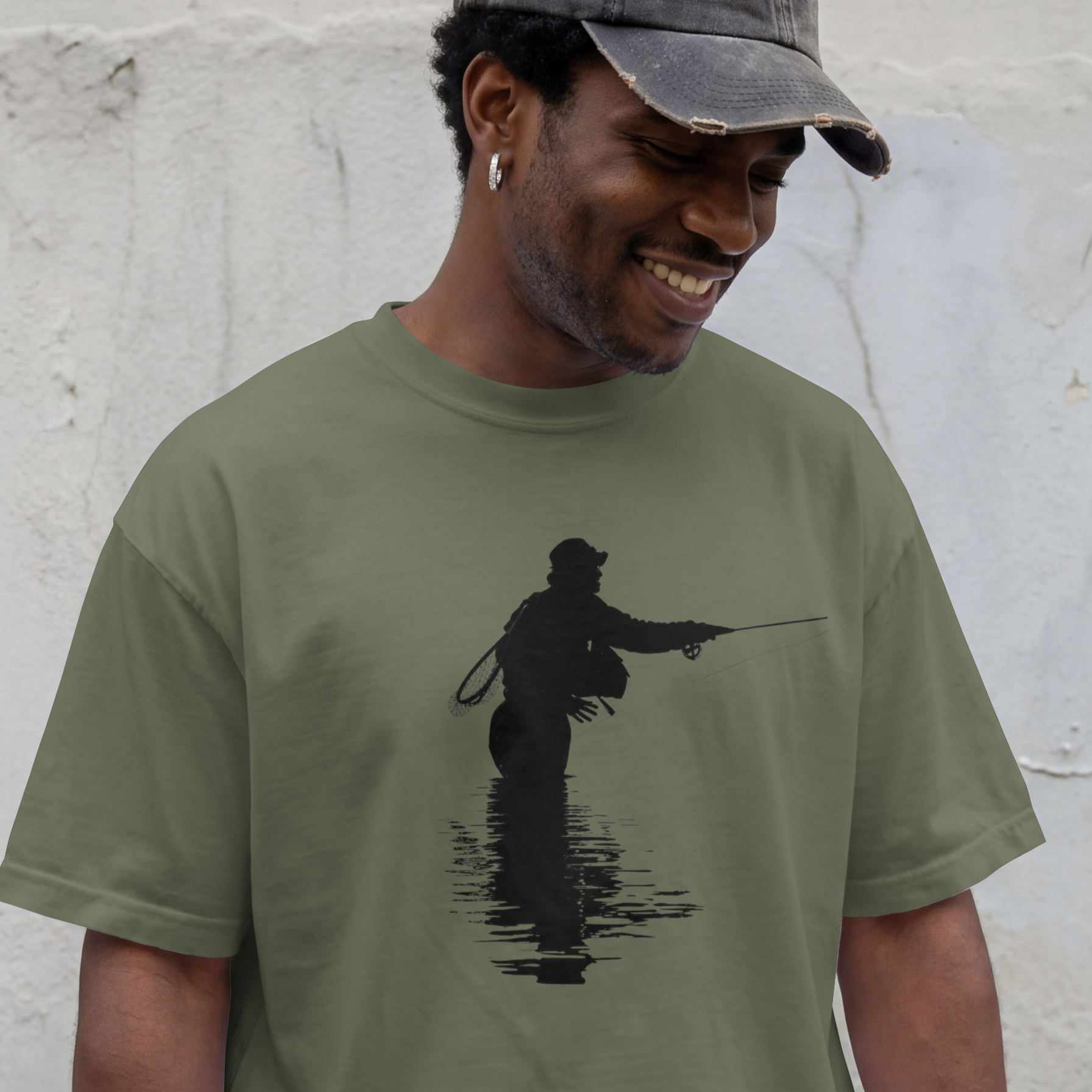 Fly Fishing T‑Shirt — Silhouette Angler Graphic Tee