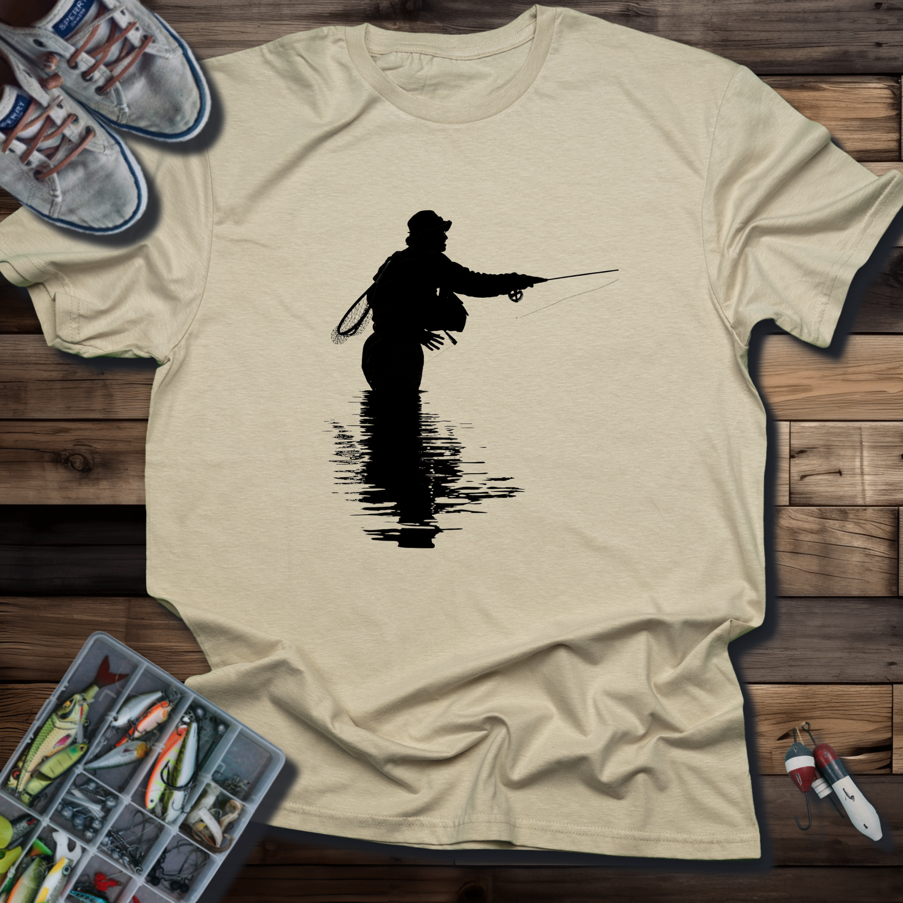 Fly Fishing T‑Shirt — Silhouette Angler Graphic Tee