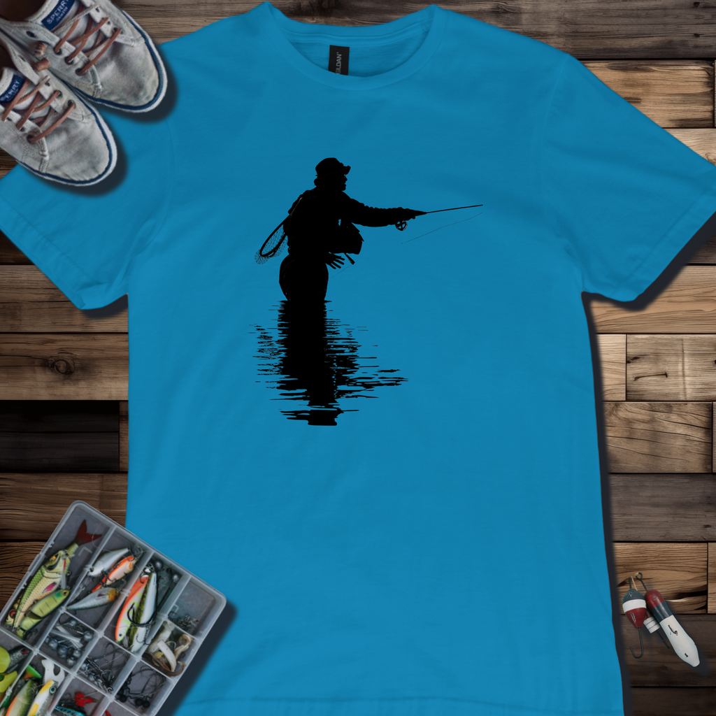 Fly Fishing T‑Shirt — Silhouette Angler Graphic Tee