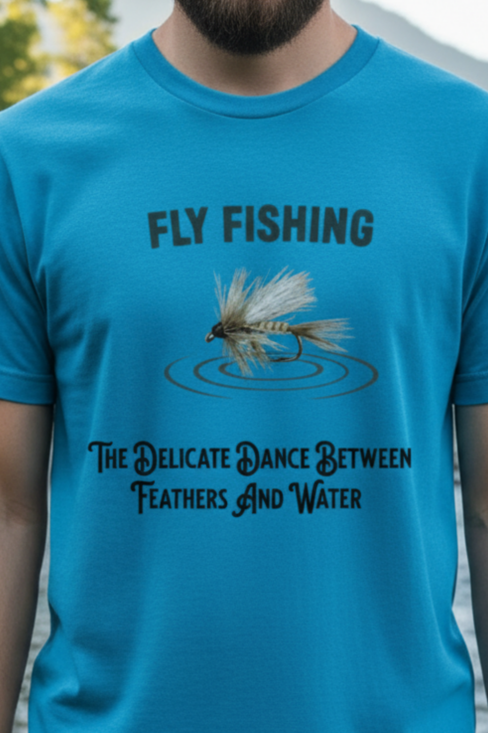 Fly Fishing T-Shirt — "The Delicate Dance Between Feathers and Water" Graphic Tee
