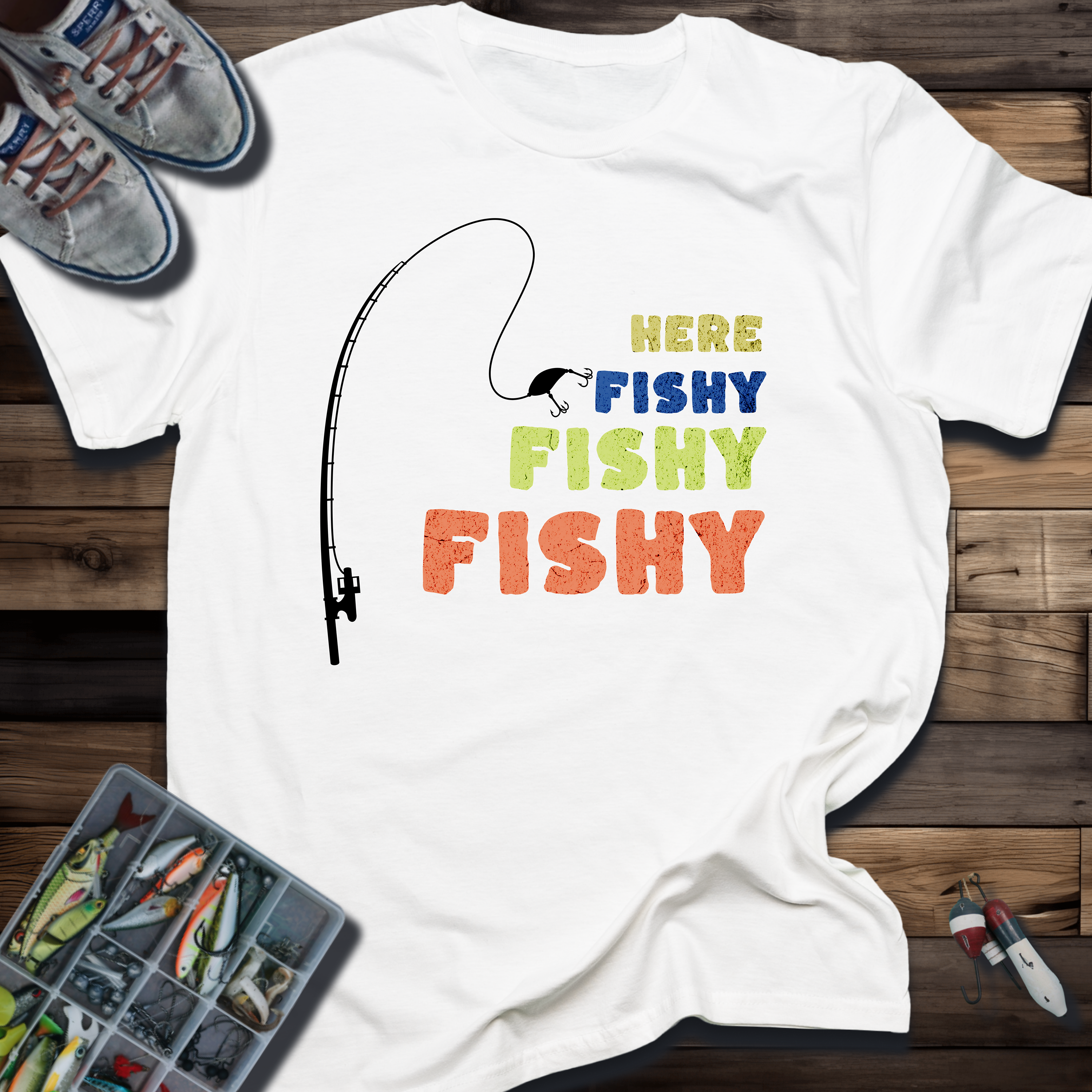 HERE FISHY FISHY FISHY T-SHIRT
