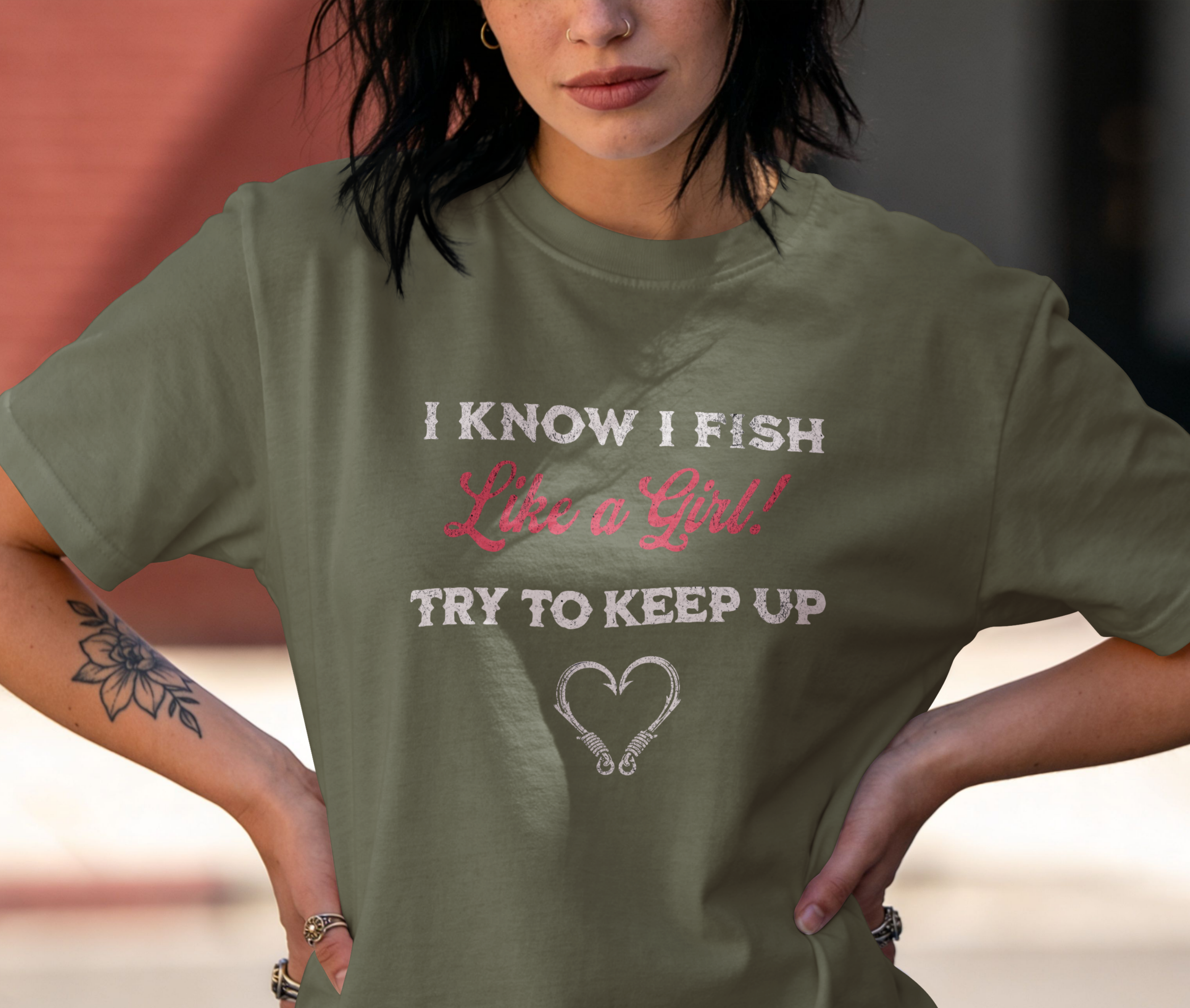 I Know I Fish Like a Girl Funny Women's Angler Tee