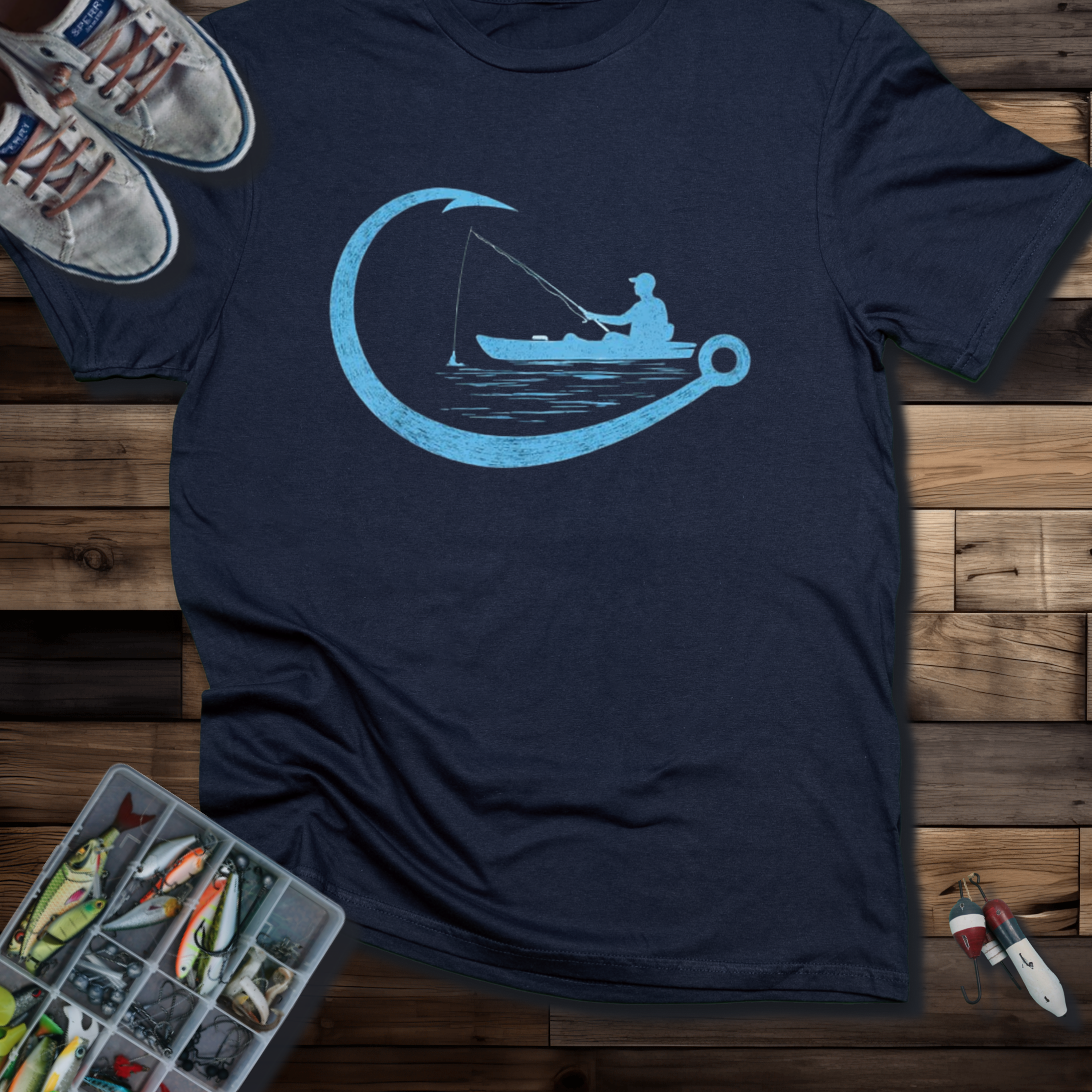 Fishing Kayak T‑Shirt — Moonlight Kayaker Graphic Tee