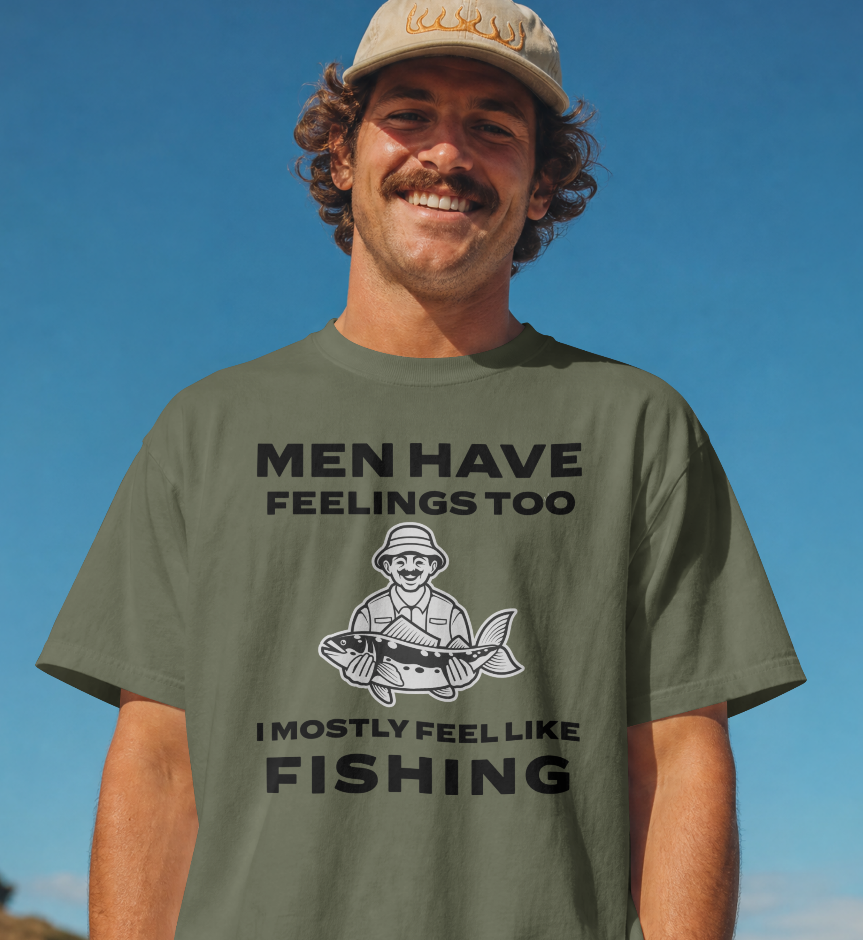 Men Have Feelings Too I Mostly Feel Like Fishing T-Shirt
