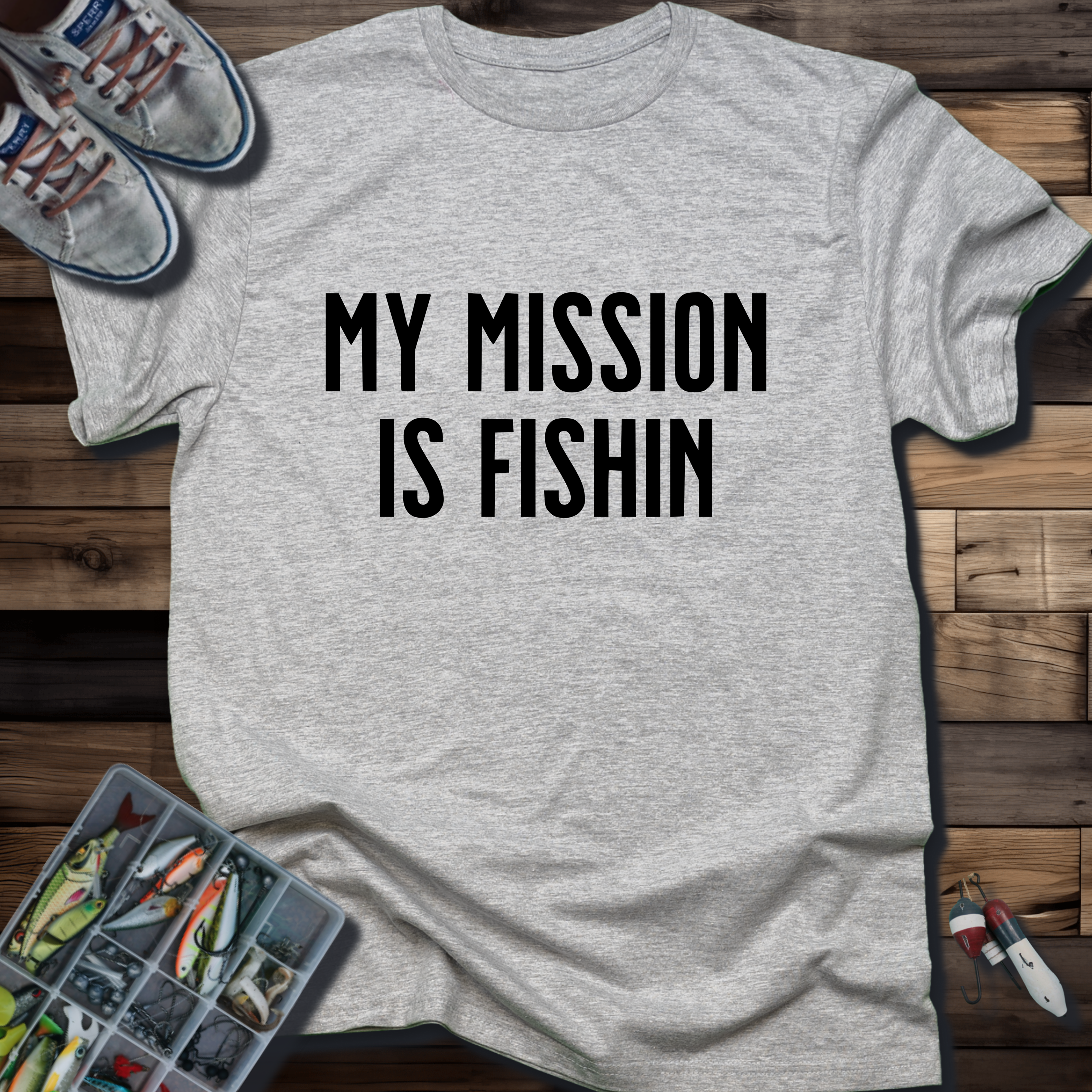 My Mission Is Fishin T-Shirt – Sand
