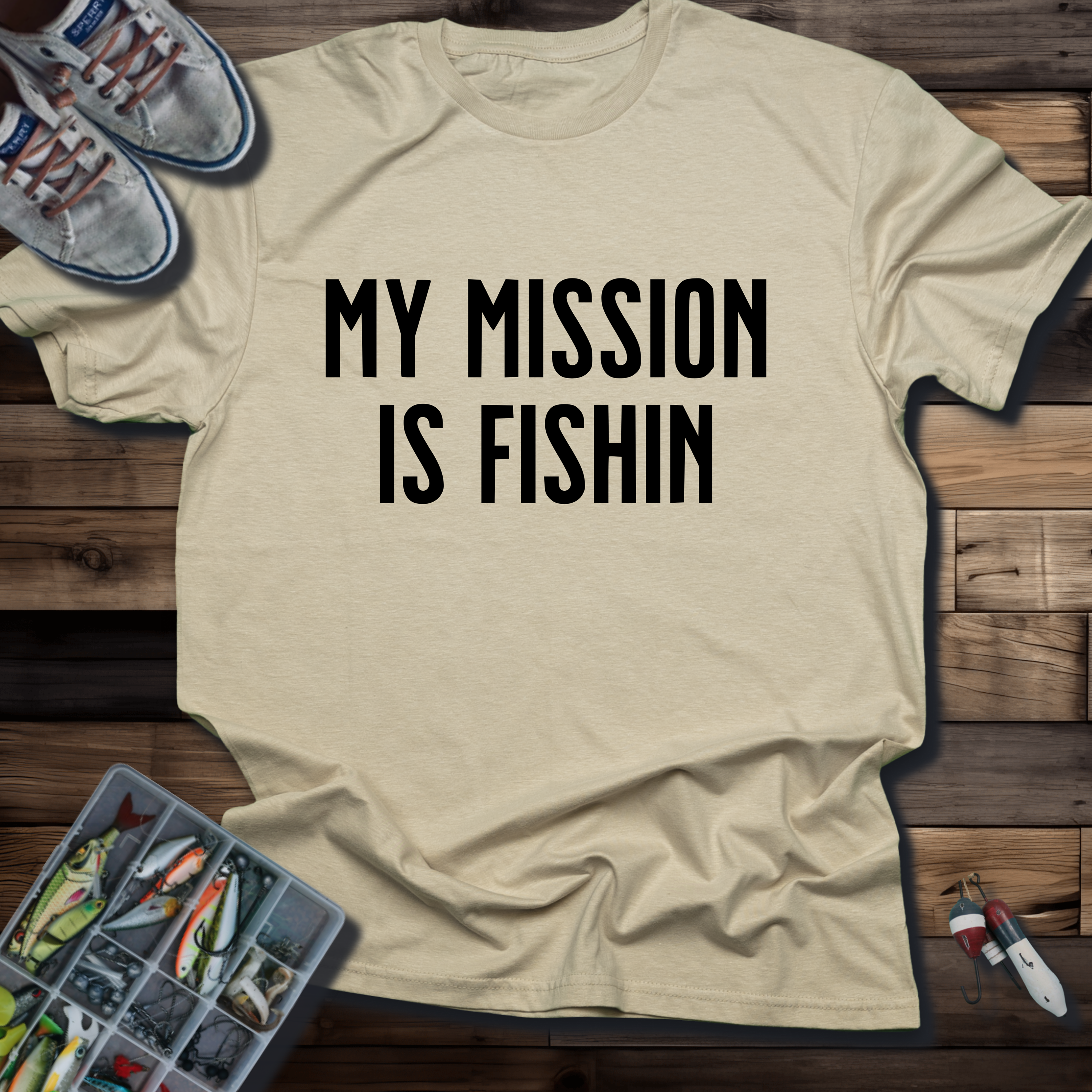 My Mission Is Fishin T-Shirt – Sand