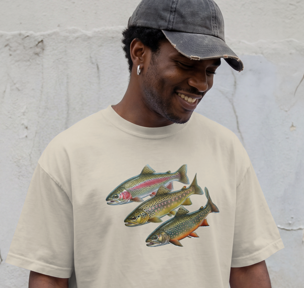 Trout Trio Graphic T-Shirt — Vintage Fishing Fish Art Tee