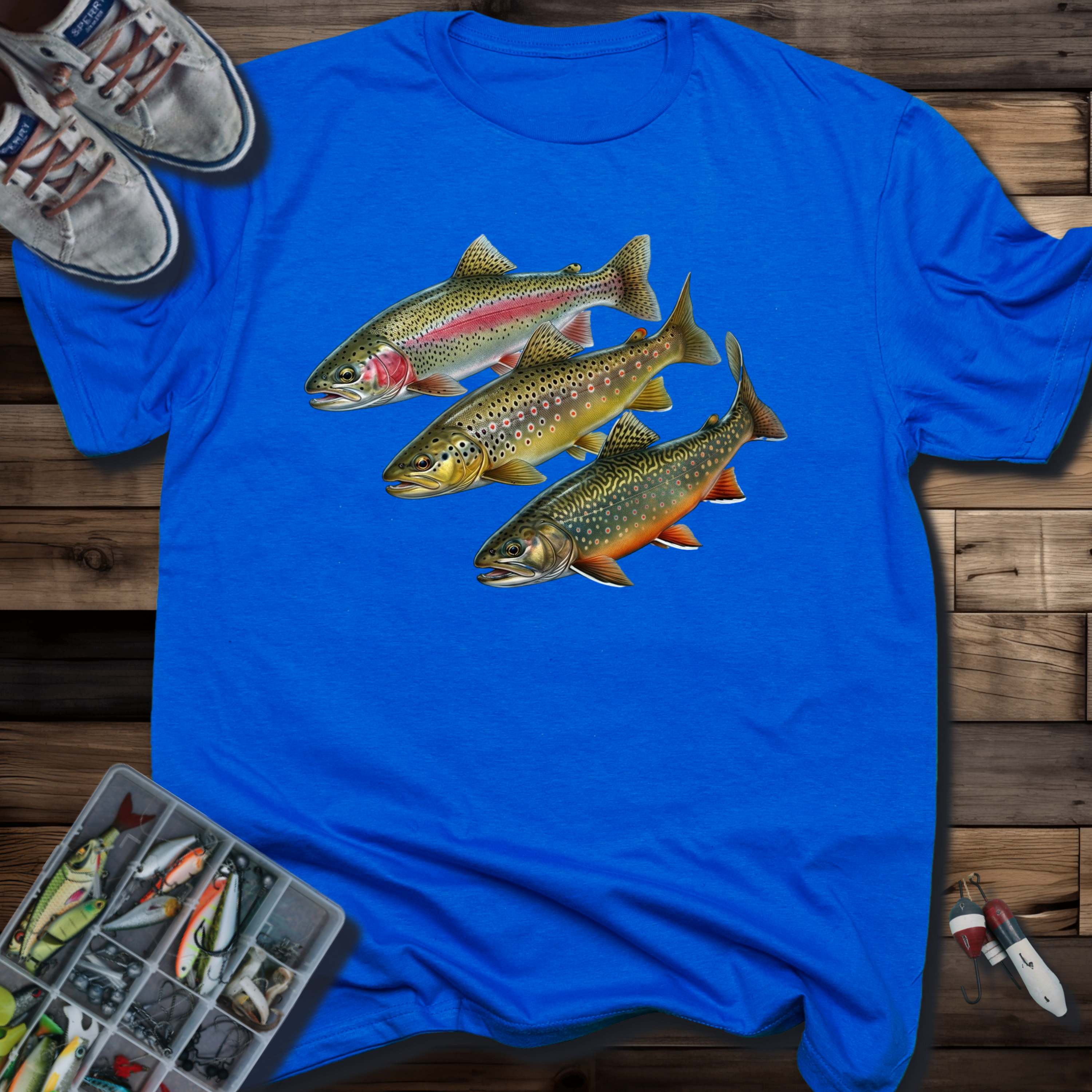 Trout Trio Graphic T-Shirt — Vintage Fishing Fish Art Tee