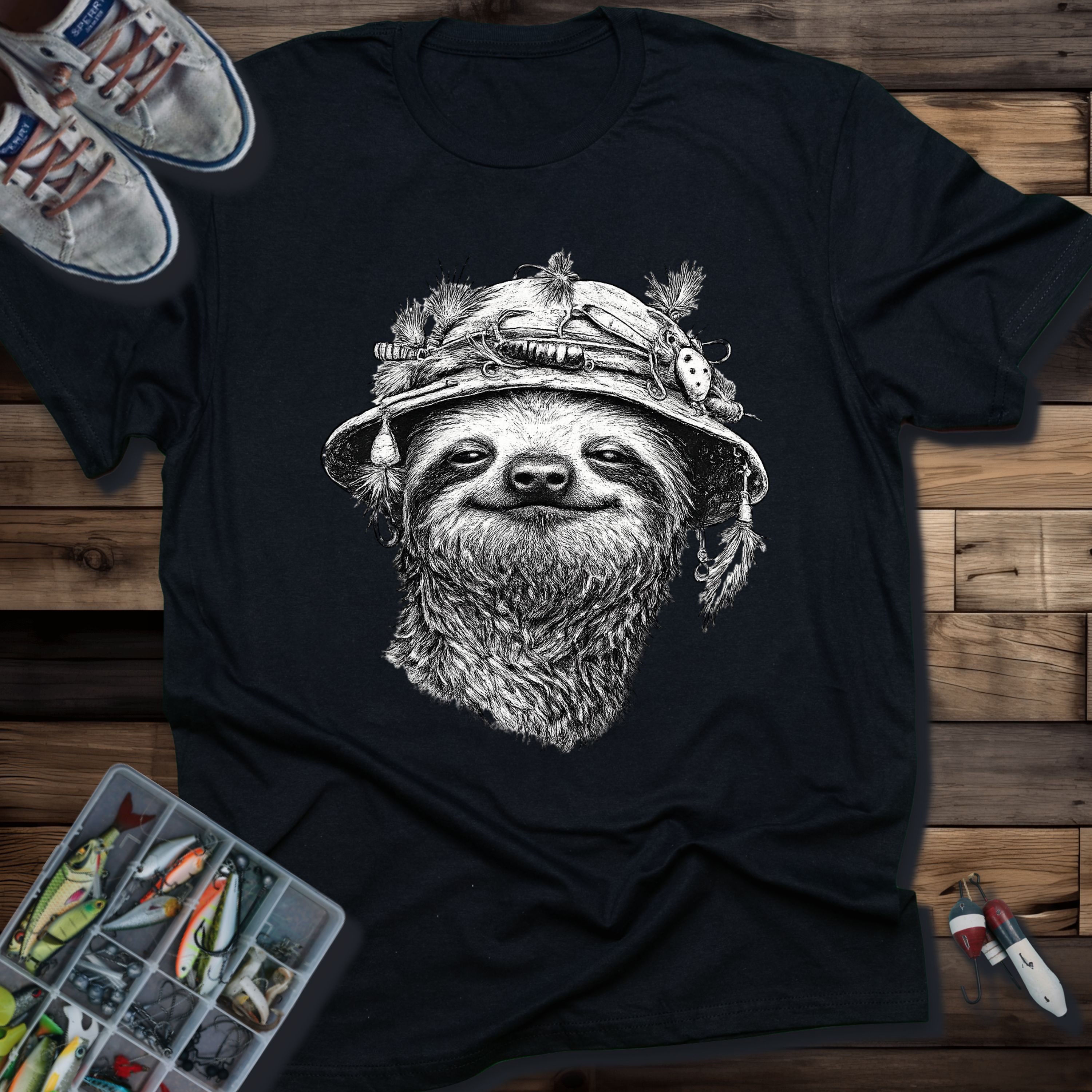 Slow & Steady Angler Sloth Fishing T-Shirt