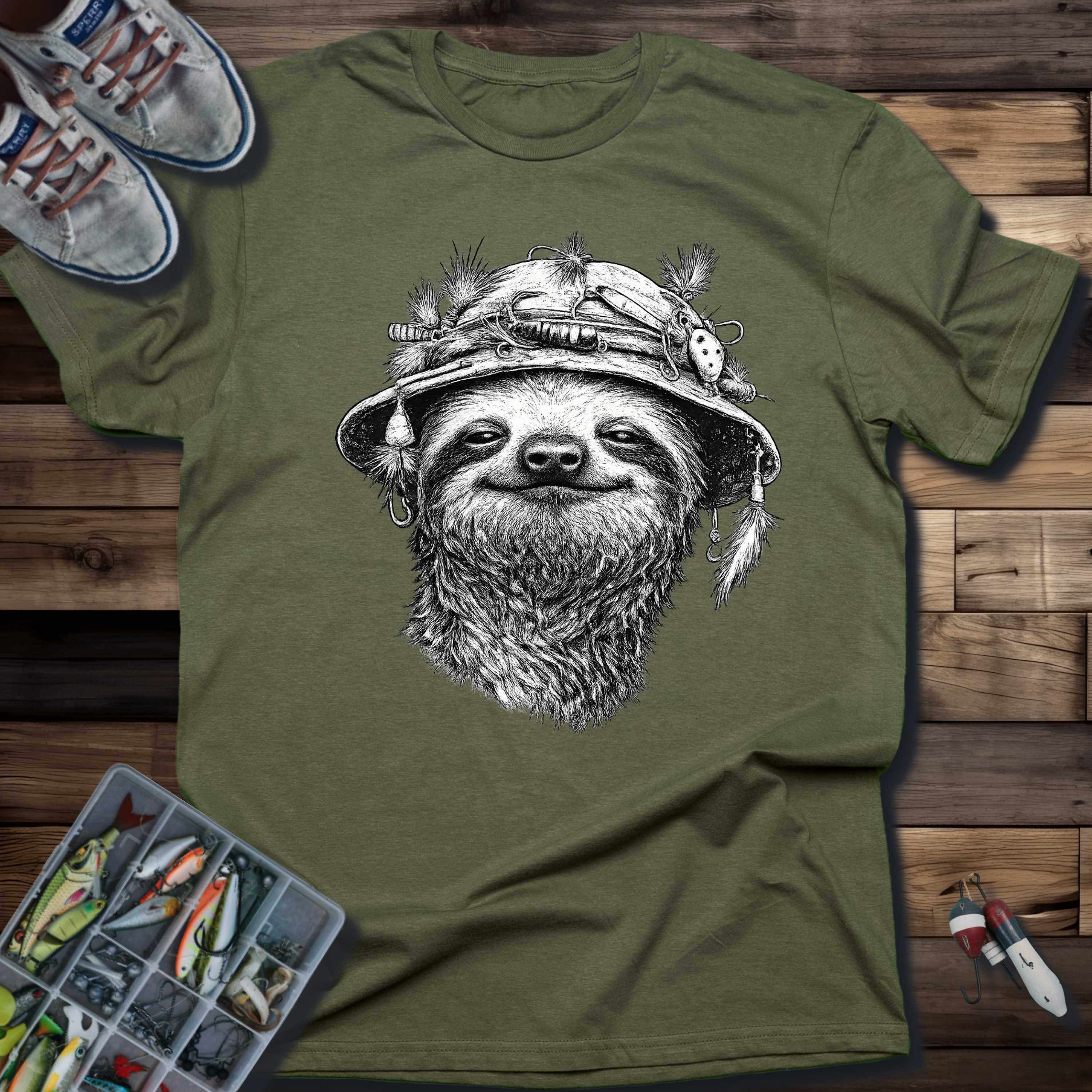 Slow & Steady Angler Sloth Fishing T-Shirt