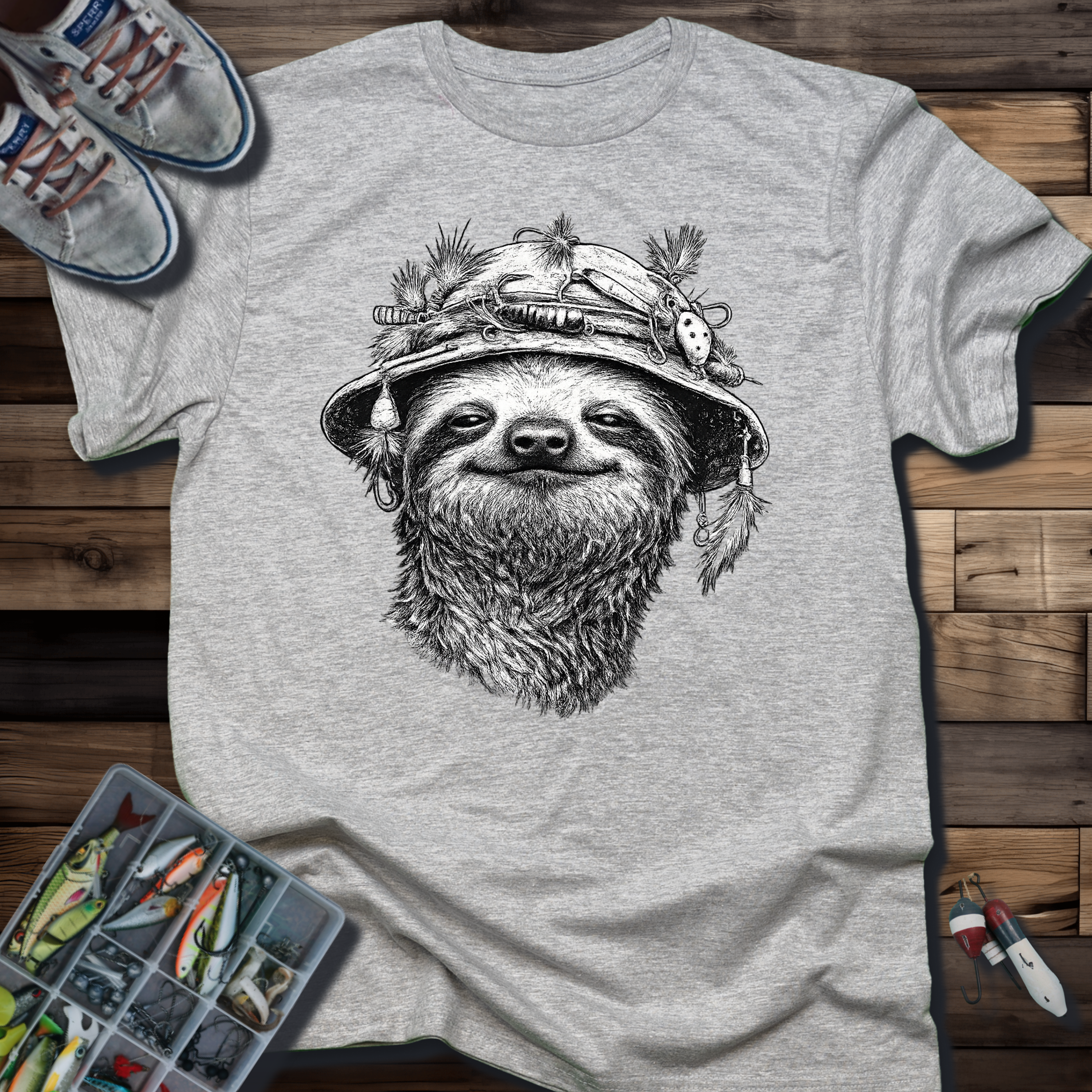 Slow & Steady Angler Sloth Fishing T-Shirt