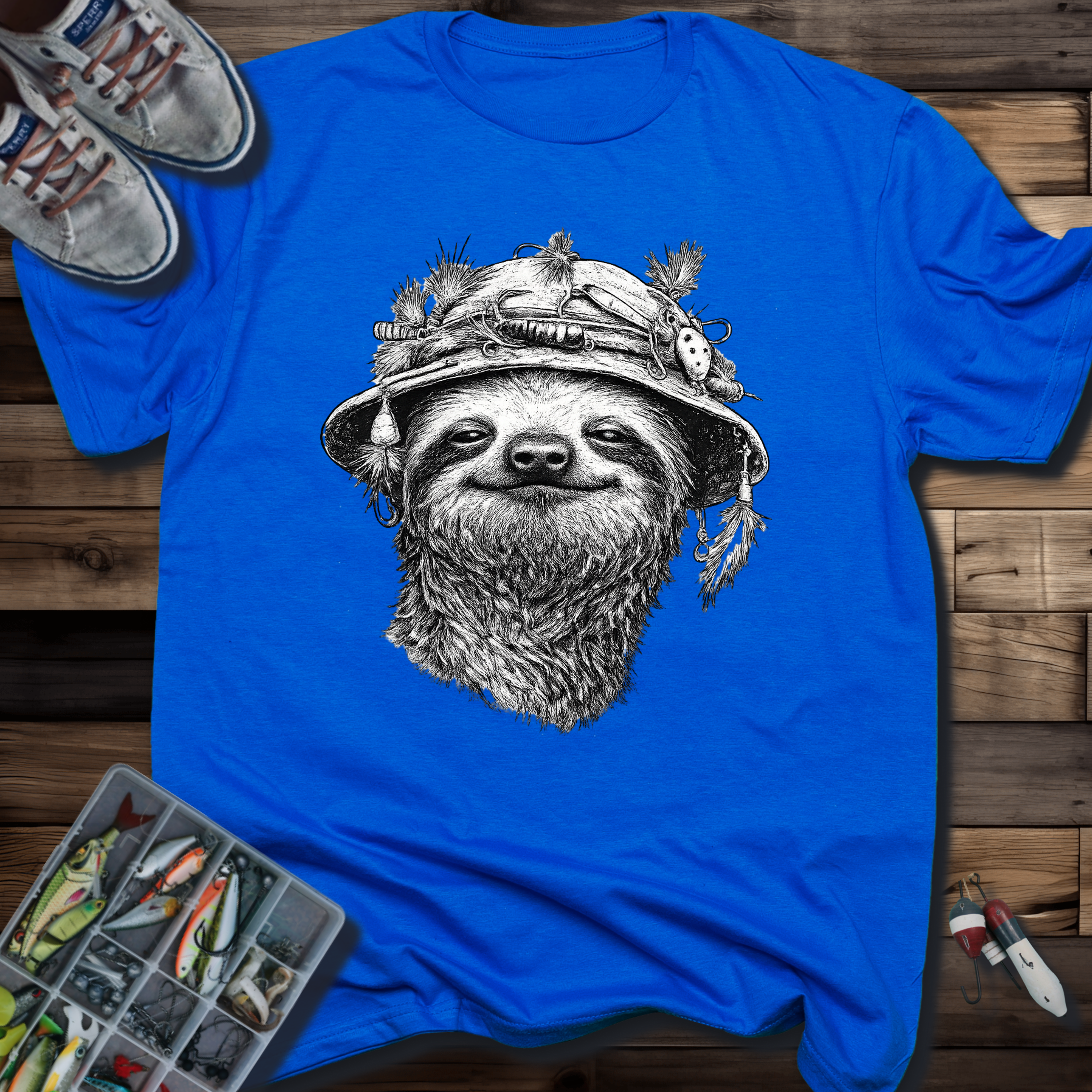 Slow & Steady Angler Sloth Fishing T-Shirt