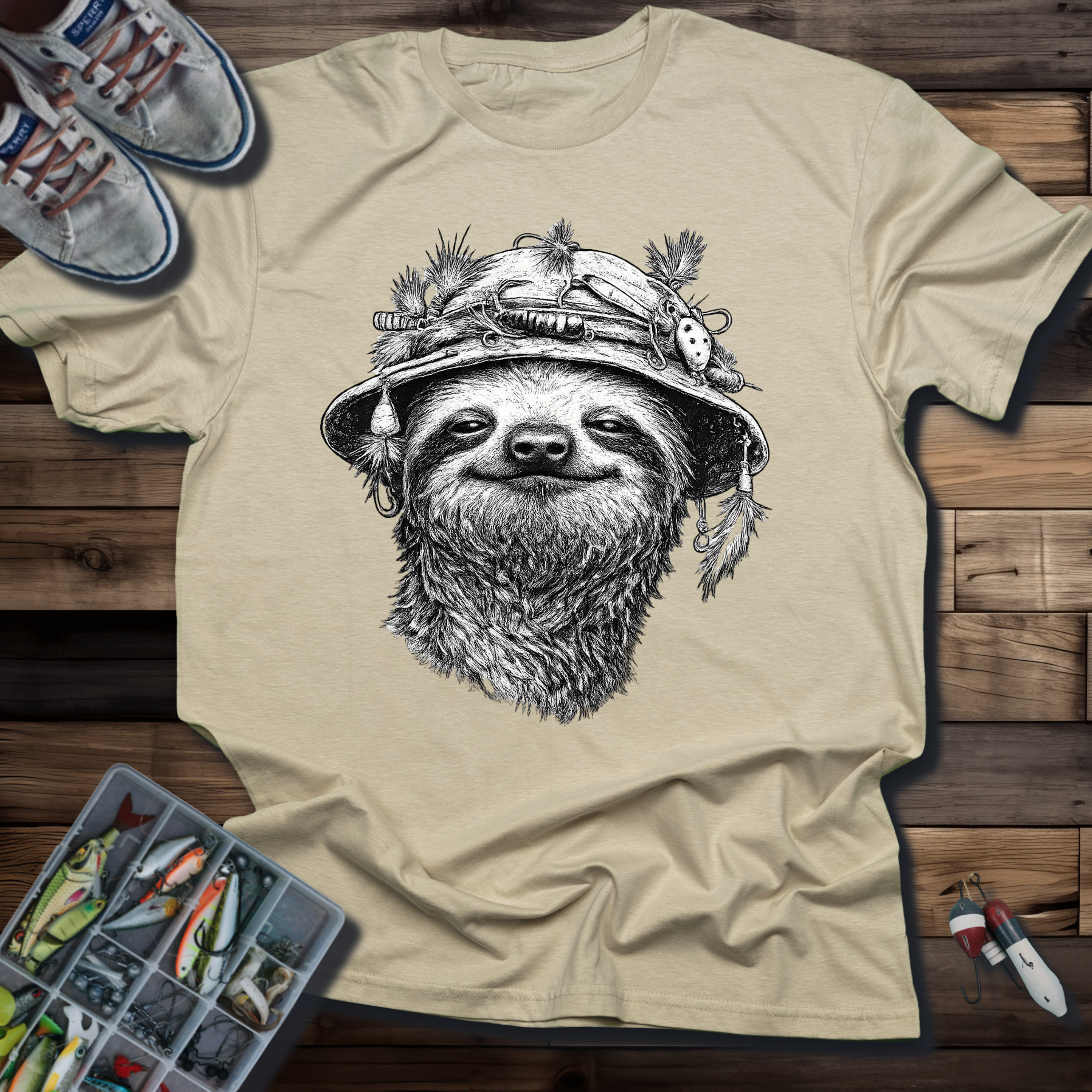 Slow & Steady Angler Sloth Fishing T-Shirt