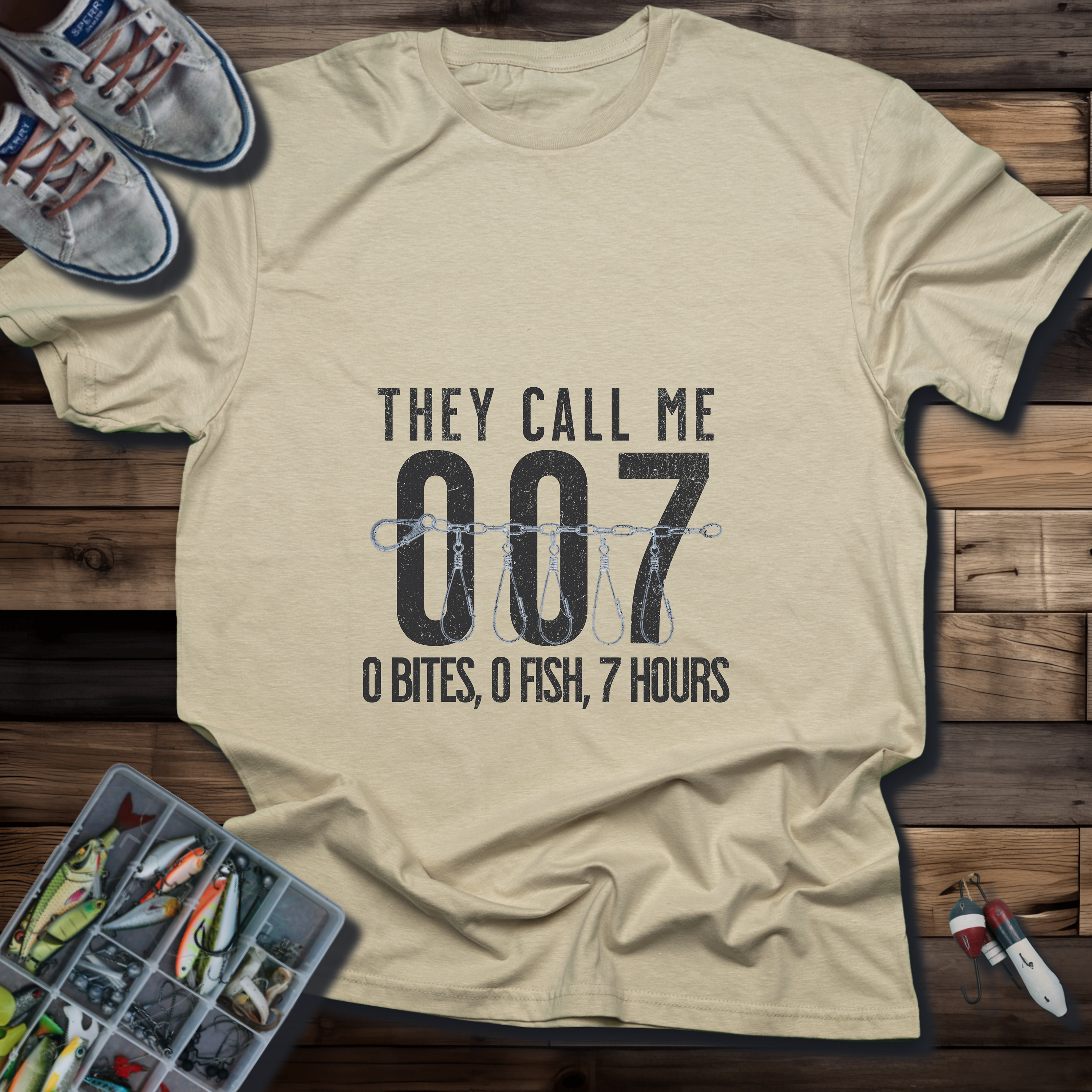 They Call Me 007 Fishing T-Shirt | 0 Bites, 0 Fish, 7 Hours Funny Angler Tee