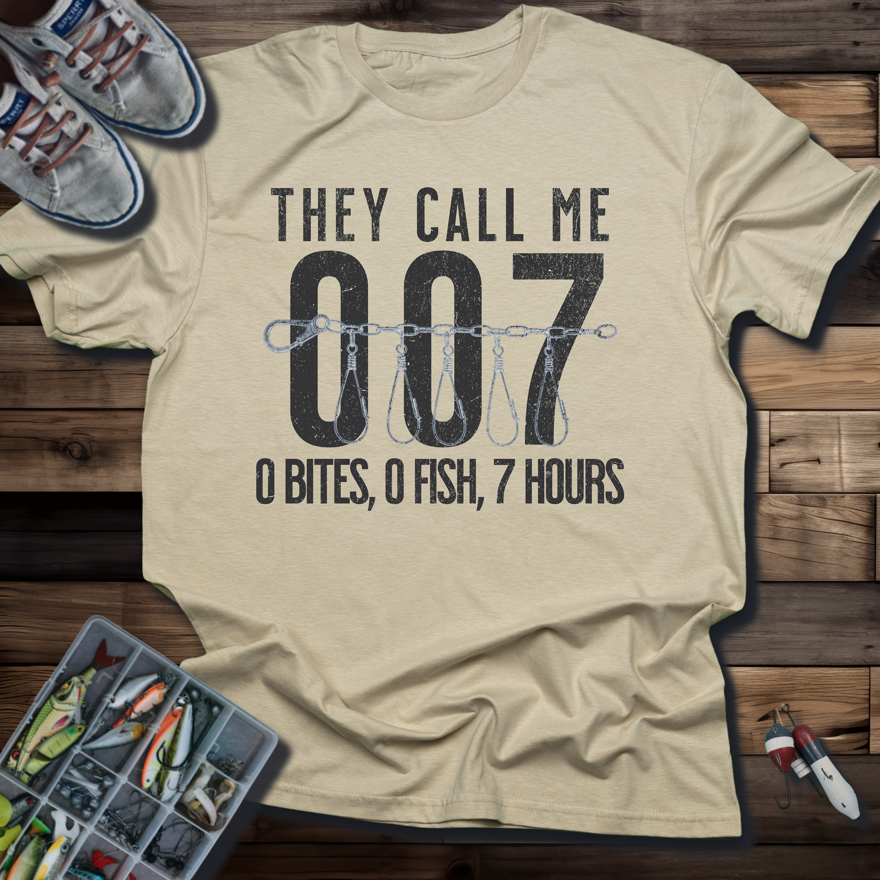 They Call Me 007 Fishing T-Shirt | 0 Bites, 0 Fish, 7 Hours Funny Angler Tee