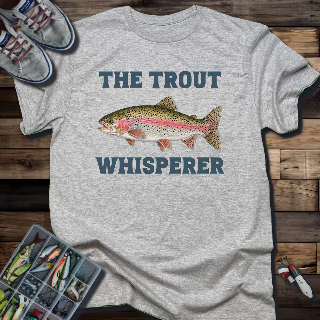 Trout Whisperer T-Shirt — Retro Rainbow Trout Fishing Tee