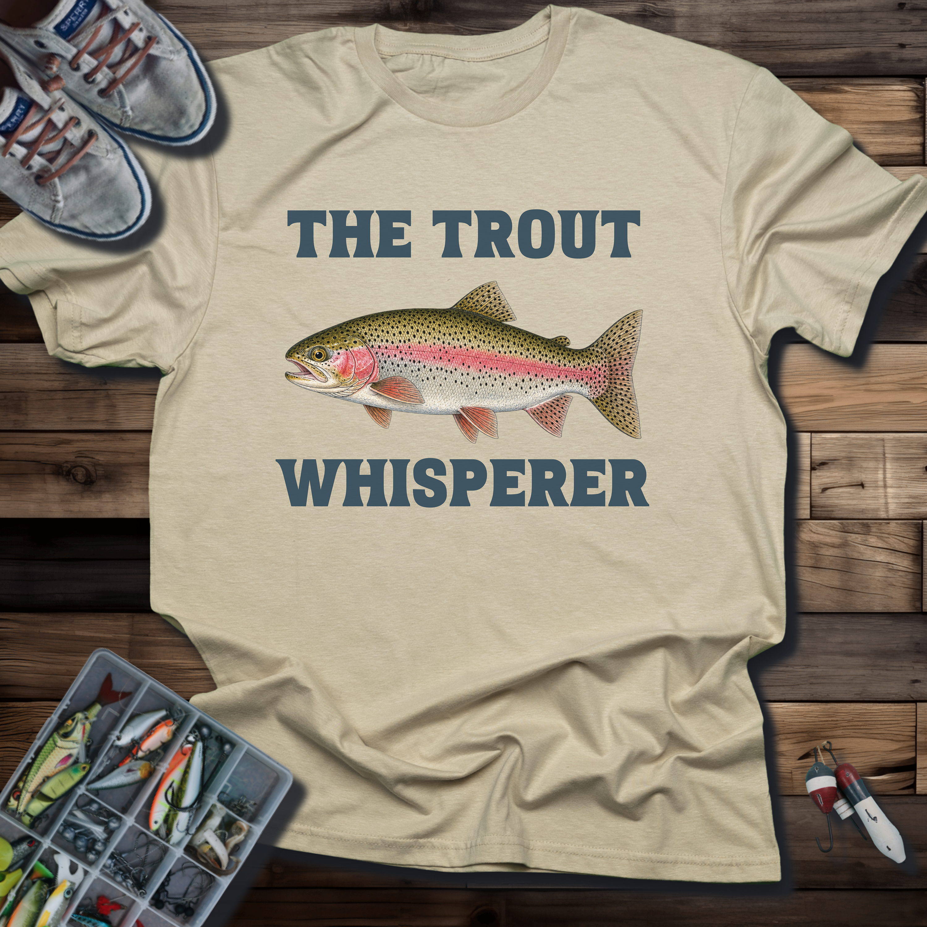 Trout Whisperer T-Shirt — Retro Rainbow Trout Fishing Tee
