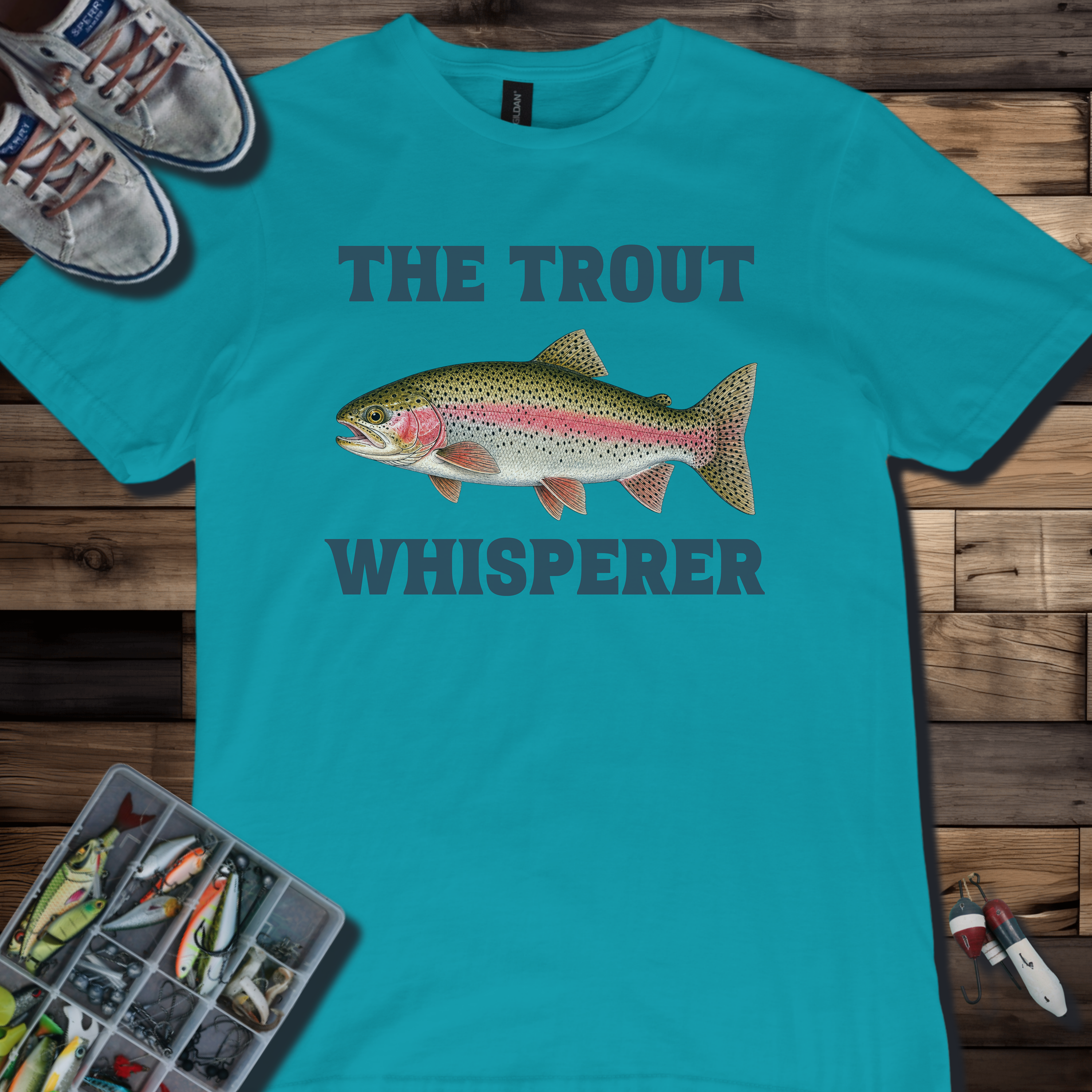 Trout Whisperer T-Shirt — Retro Rainbow Trout Fishing Tee