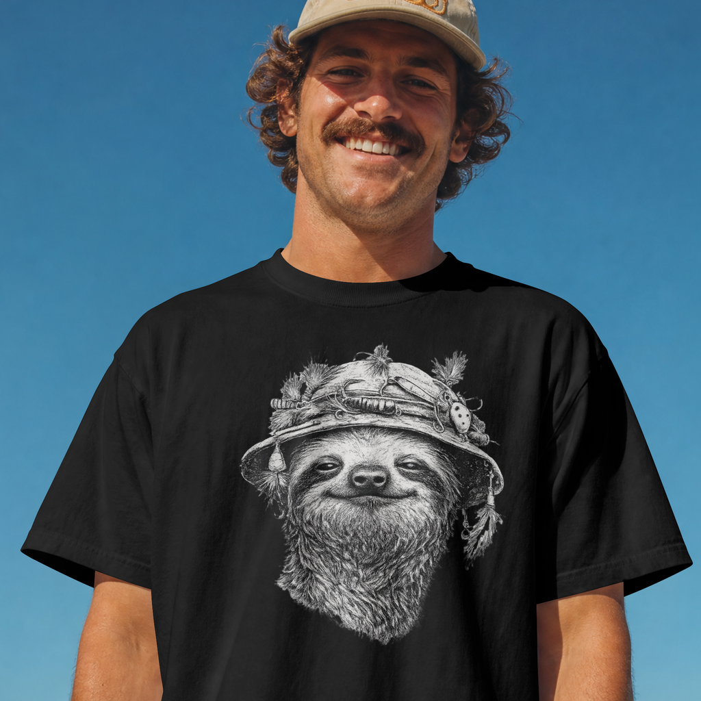 Slow & Steady Angler Sloth Fishing T-Shirt