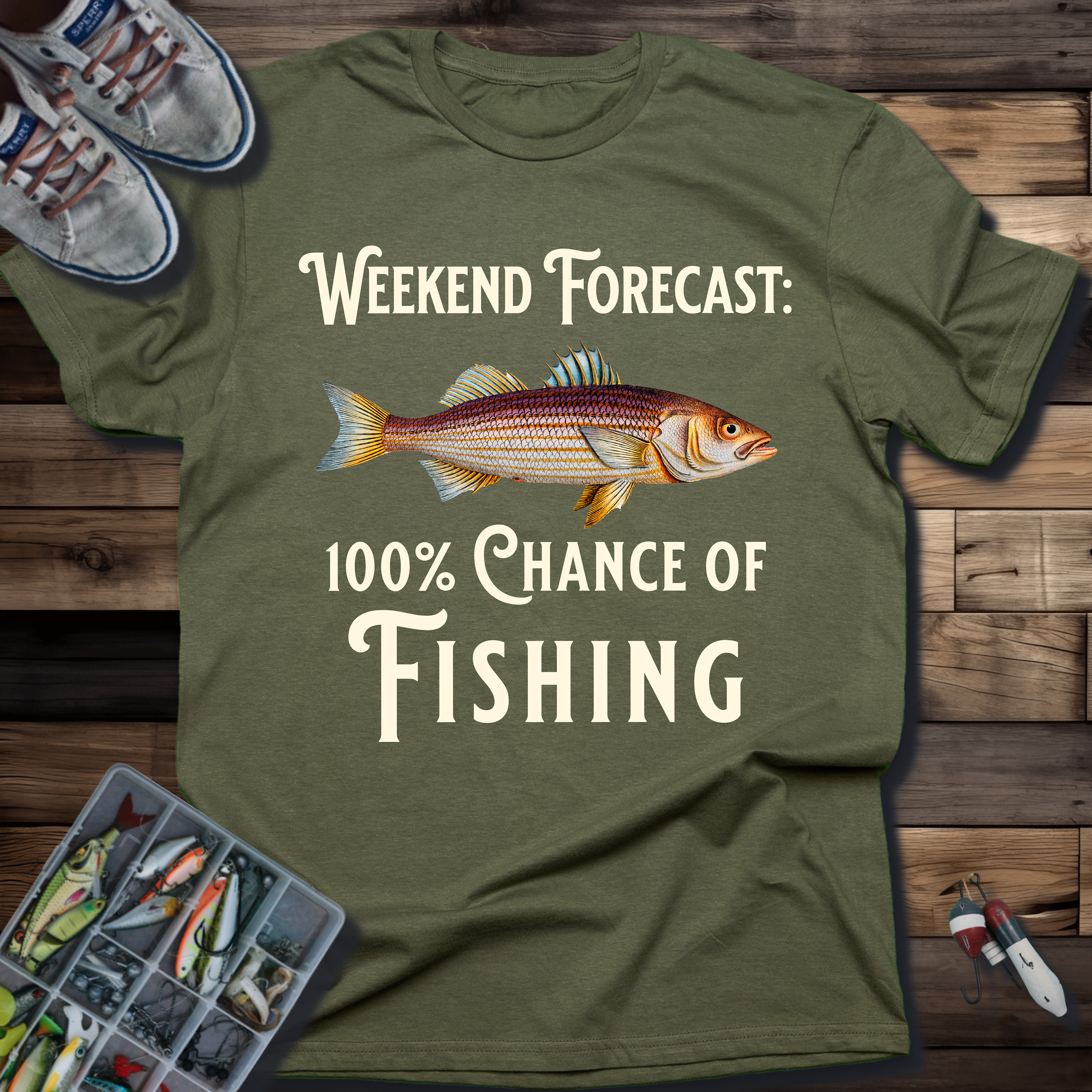 Weekend Forecast: 100% Chance Of Fishing T-shirt