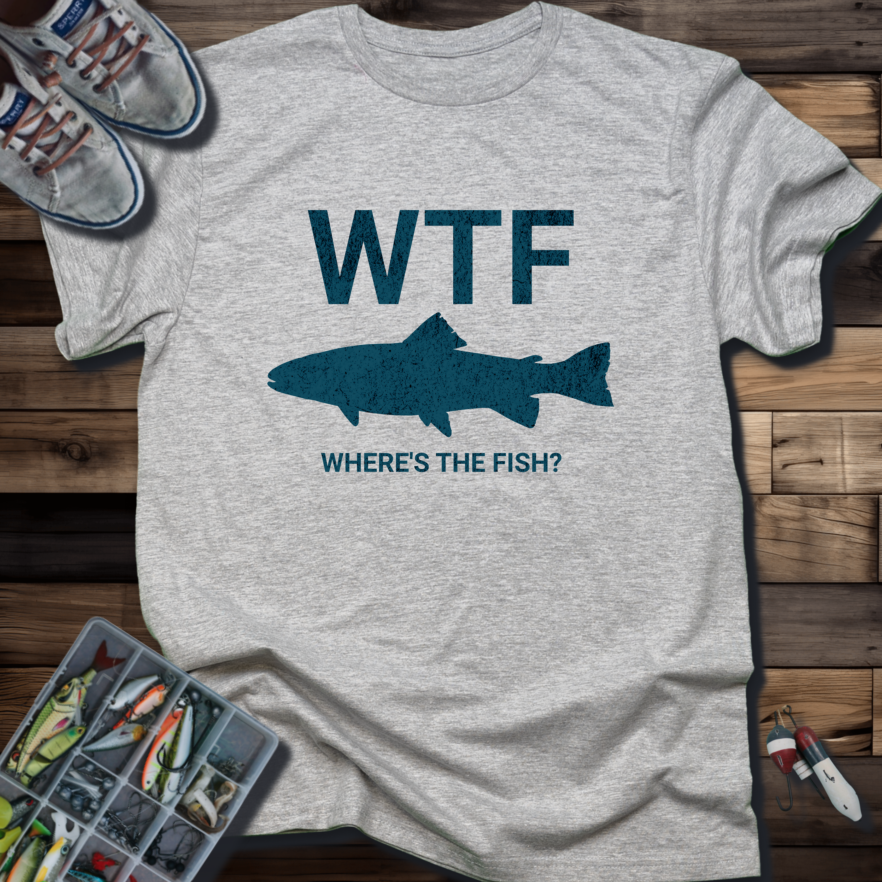 WTF (Where's the Fish) T-Shirt – Sport Grey / Sand