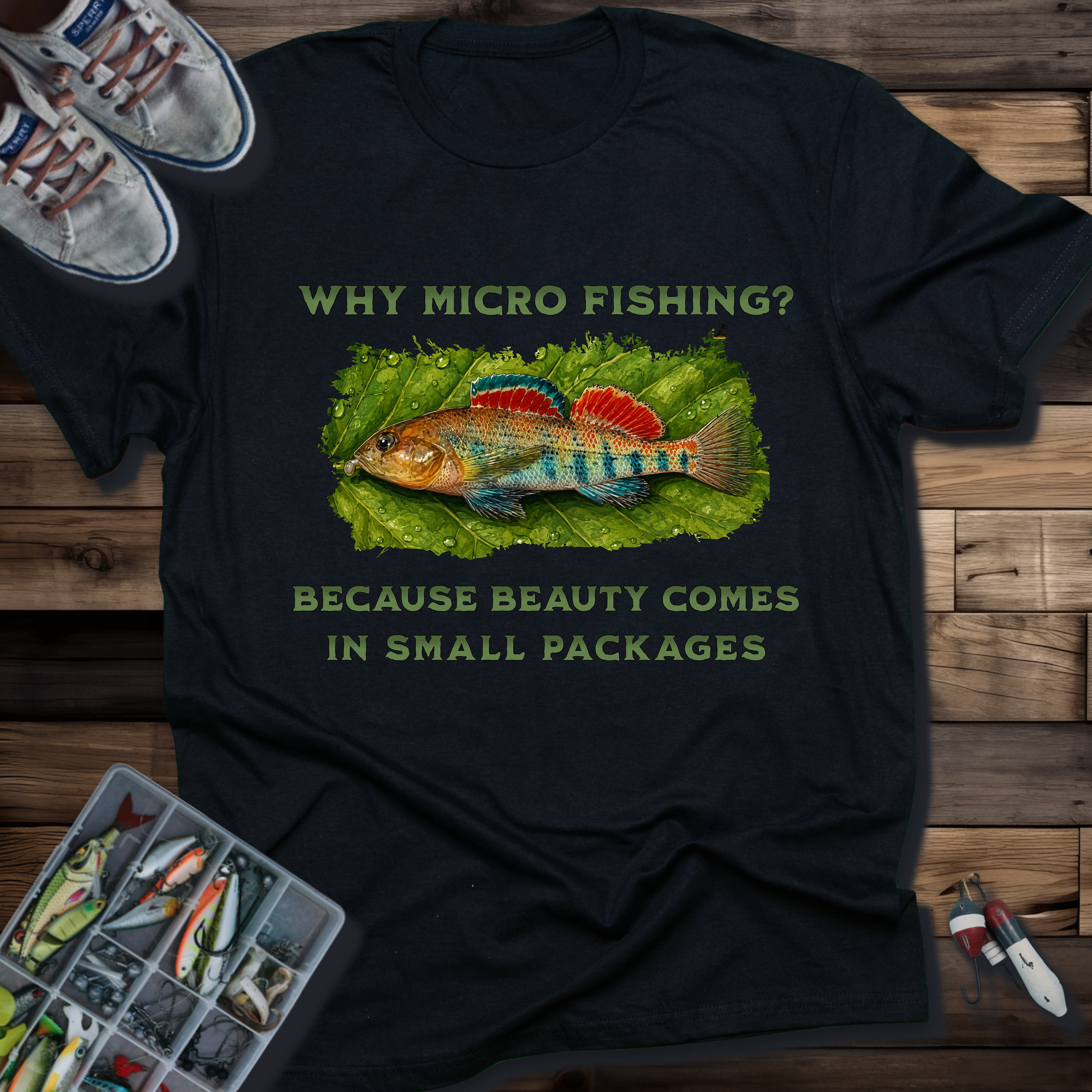Why Micro Fishing? Because Beauty Comes In Small Packages T-shirt