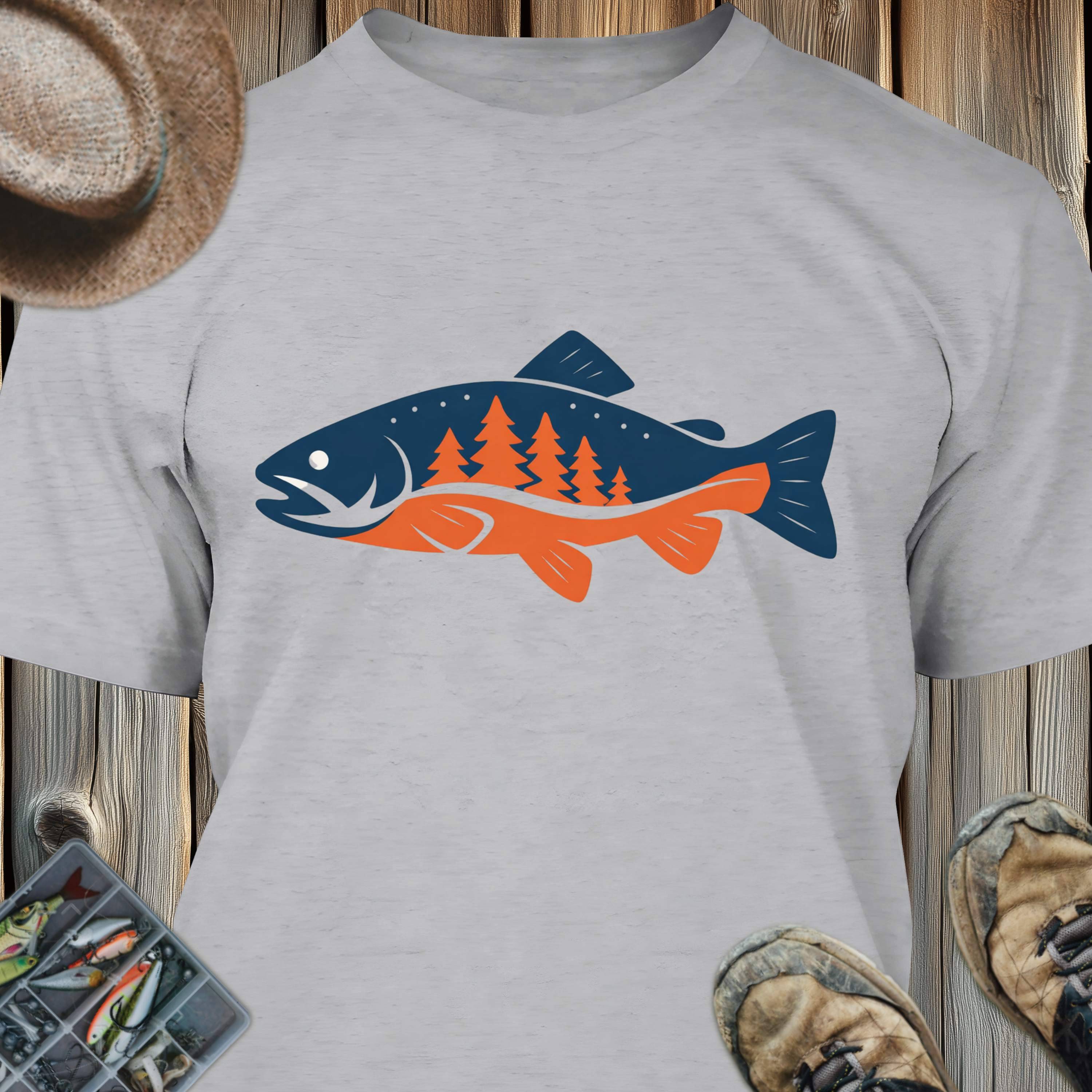 Fishing Graphic T-Shirt — Forest Trout Outdoor Adventure Tee