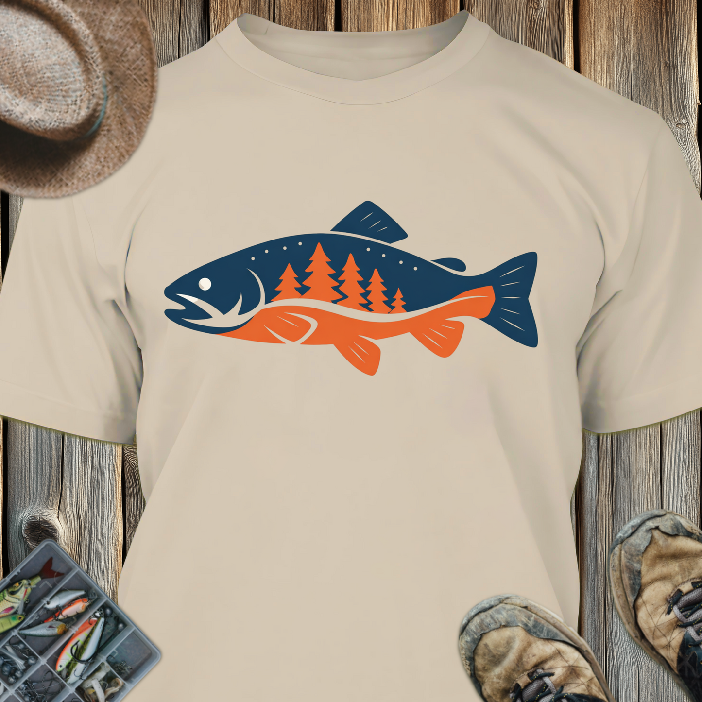 Fishing Graphic T-Shirt — Forest Trout Outdoor Adventure Tee
