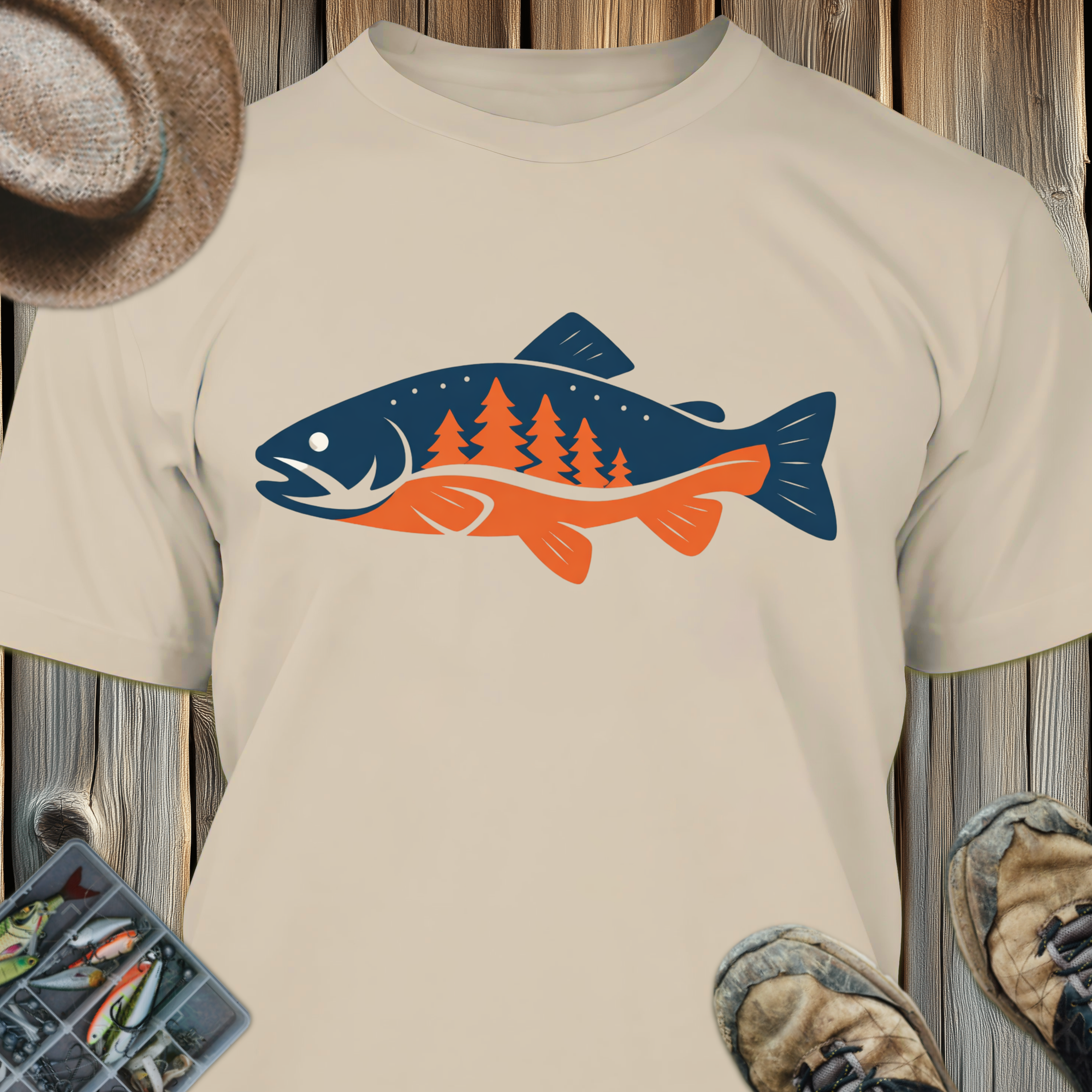Fishing Graphic T-Shirt — Forest Trout Outdoor Adventure Tee